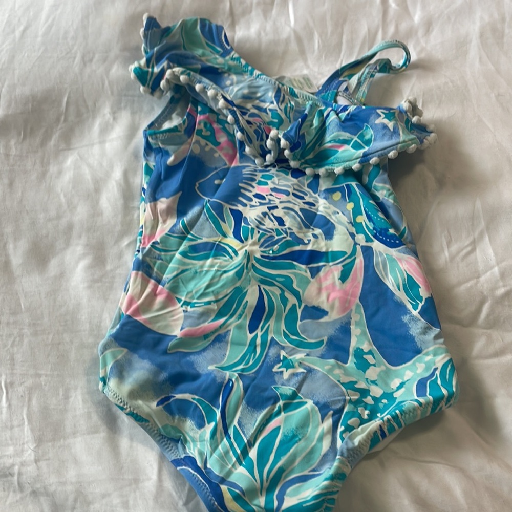 Lilly Pulitzer Girls ruffle shoulder swimsuit - Picture 3 of 3